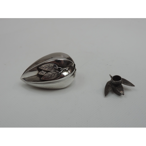 297 - An Antique Silver Chinese Novelty Fruit Pepper Pot, possibly a Star Fruit, with Screw Off Cover and ... 