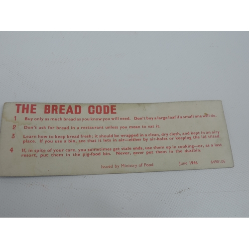 17 - Old Bread Tokens and Original Ministry of Food Bread Code Leaflet