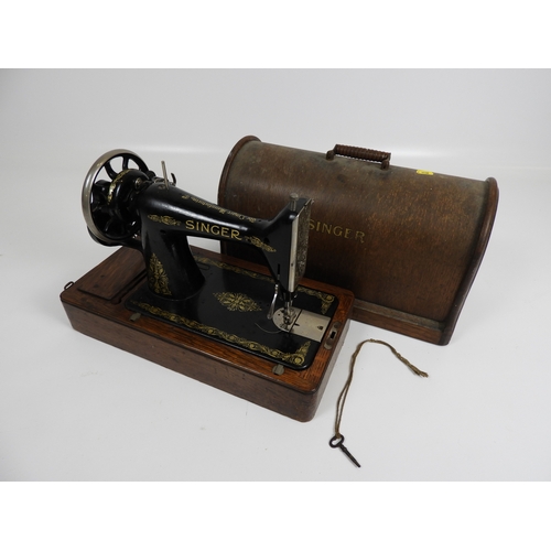 175 - Singer Hand Crank Sewing Machine with Case