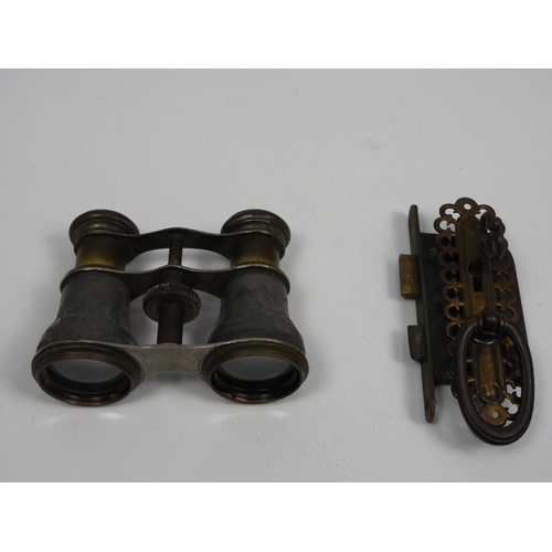 461 - Brass Field Glasses and Working Brass Lock and Key