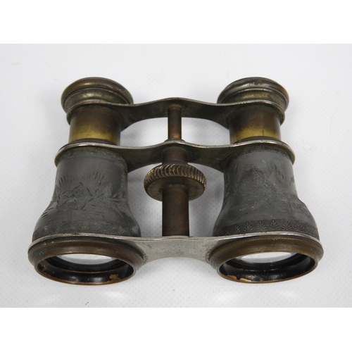 461 - Brass Field Glasses and Working Brass Lock and Key