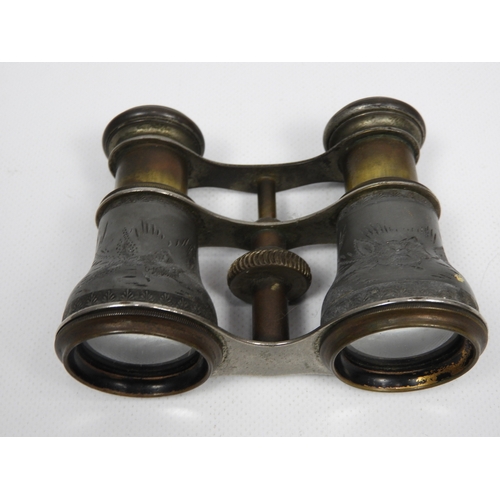 461 - Brass Field Glasses and Working Brass Lock and Key