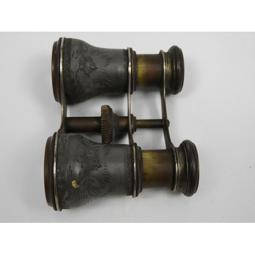 461 - Brass Field Glasses and Working Brass Lock and Key