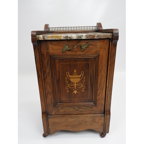 45 - Edwardian Rosewood Inlaid Marble Topped Perdonium 23