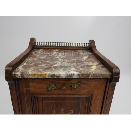 45 - Edwardian Rosewood Inlaid Marble Topped Perdonium 23