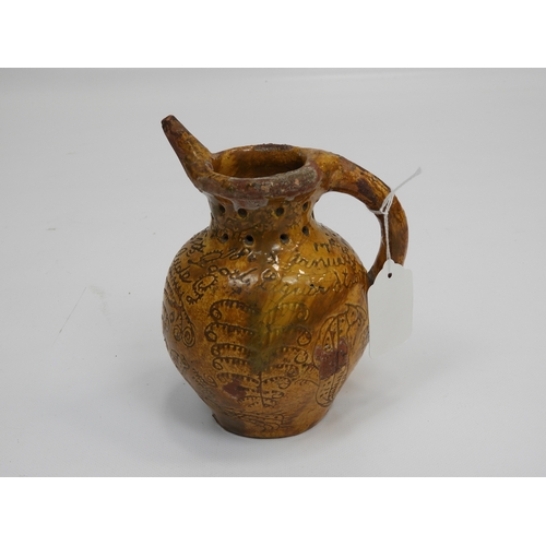 296 - Donyatt Slipware Puzzle Jug - James Greenslade Maker - Dated 17th January 1860