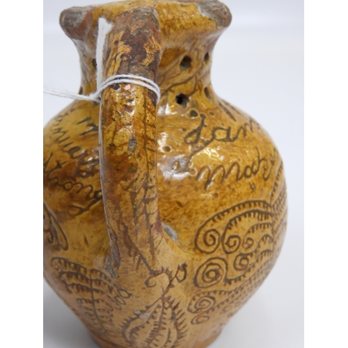 296 - Donyatt Slipware Puzzle Jug - James Greenslade Maker - Dated 17th January 1860