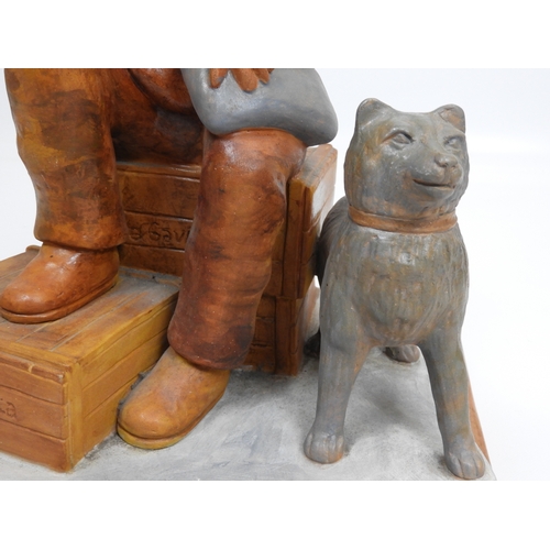 467 - Inuit Advertising Figure with Husky Dog - For La Gaviotta Tobacco - Potters Mark to Base