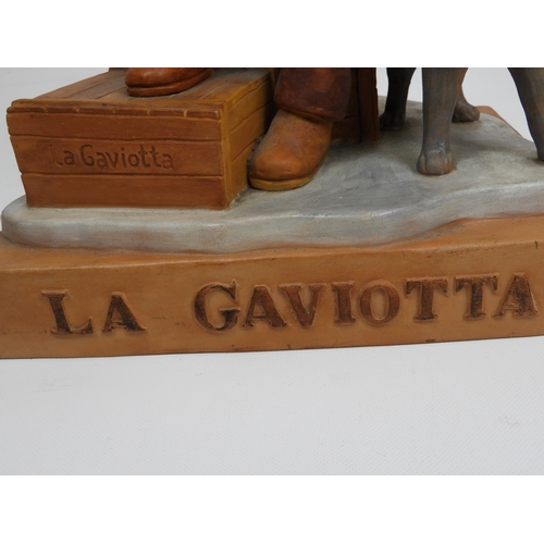 467 - Inuit Advertising Figure with Husky Dog - For La Gaviotta Tobacco - Potters Mark to Base