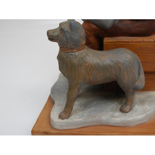 467 - Inuit Advertising Figure with Husky Dog - For La Gaviotta Tobacco - Potters Mark to Base