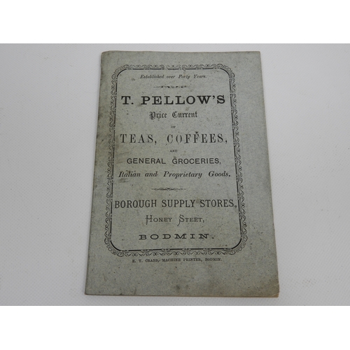 99 - Mid Victorian Price List for T Pellow's Tea and Coffee