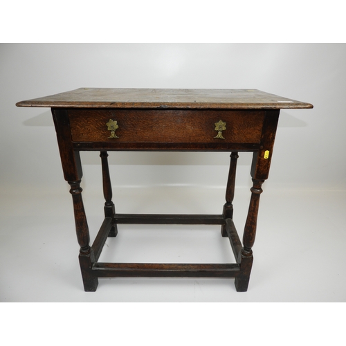 42 - 19th Century Oak Side Table with Single Drawer - 31x 19x 29