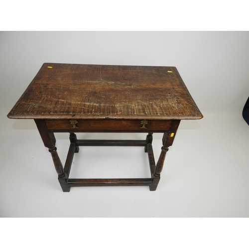 42 - 19th Century Oak Side Table with Single Drawer - 31x 19x 29