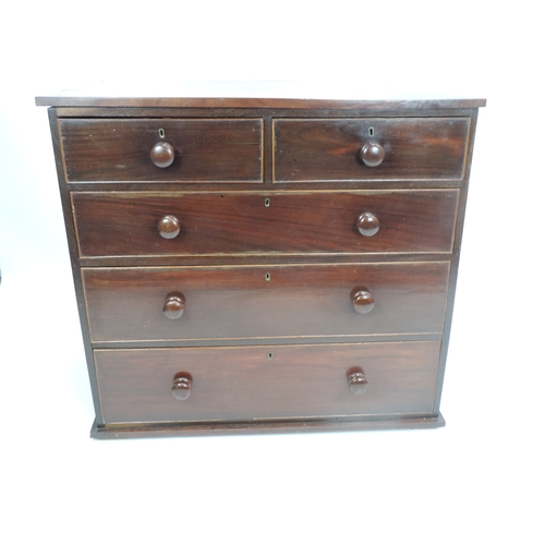 637 - Victorian Mahogany Two over Three Chest of Drawers with Original Turned Handles