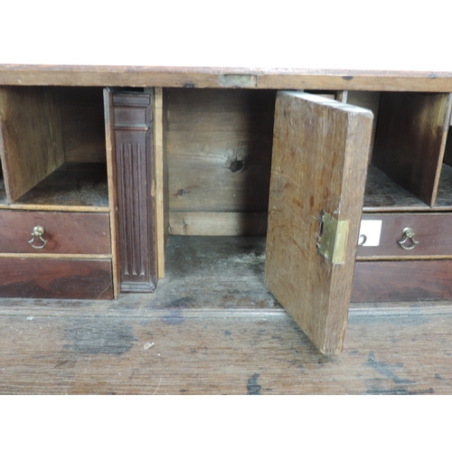 642 - 19th Century Oak Bureau with Fitted Interior and Secret Drawer