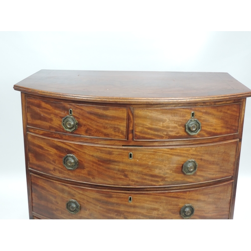 602 - Victorian Mahogany Two over Three Bow Front Chest of Drawers on Splayed Feet