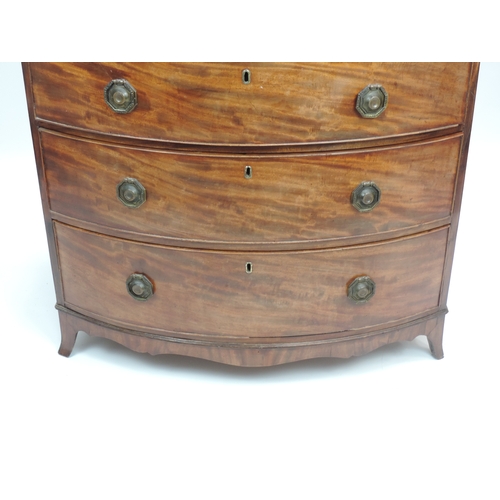 602 - Victorian Mahogany Two over Three Bow Front Chest of Drawers on Splayed Feet