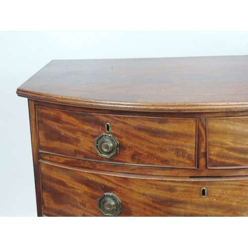 602 - Victorian Mahogany Two over Three Bow Front Chest of Drawers on Splayed Feet