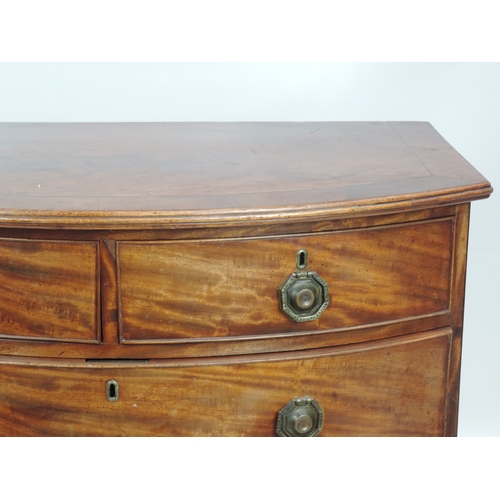 602 - Victorian Mahogany Two over Three Bow Front Chest of Drawers on Splayed Feet