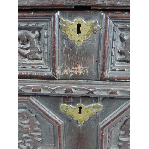 245 - 19th Century Profusely Carved Oak Chest of Four Drawers