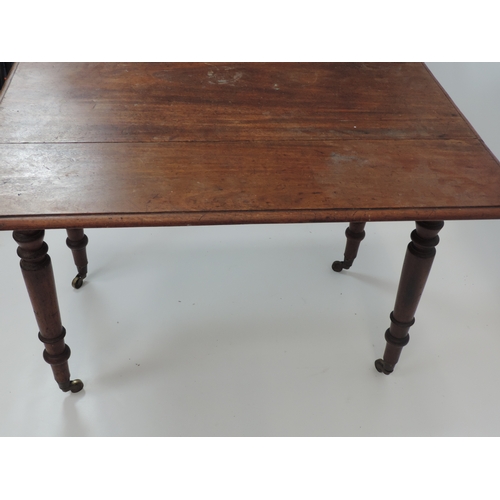 424 - Victorian Mahogany Drop Flap Table with Drawer on Castor Feet