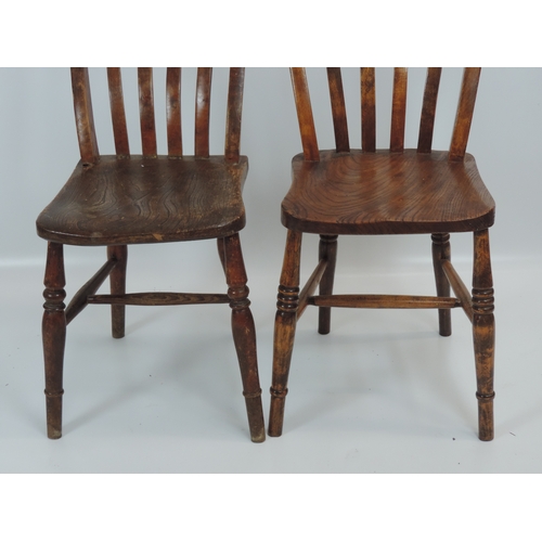 276 - Pair of Victorian Elm Slat Back Chairs