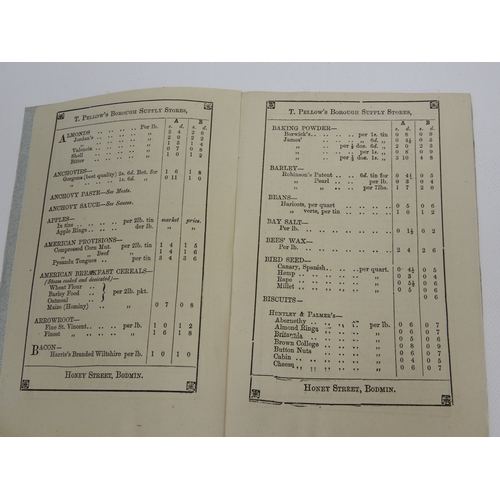 155 - Mid Victorian Price List for T Pellow's Tea and Coffee