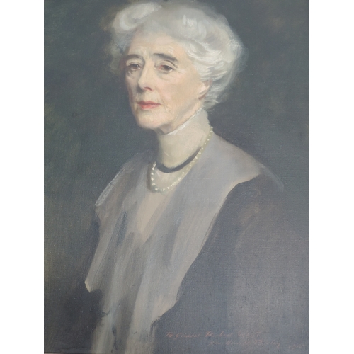 244 - SIR OSWALD BIRLEY M.C. (1880-1952)

Portrait of Georgiana, Countess of Dudley in later life, half le... 