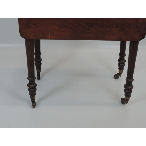 234 - Victorian Mahogany Drop Flap Table on Caster feet with Single Drawer