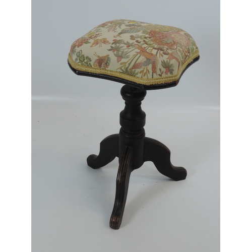 428 - Victorian Mahogany Upholstered Adjustable Stool