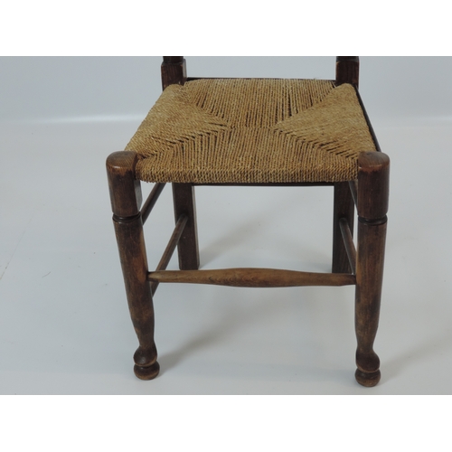 274 - Oak Rush Seated Dining Chair