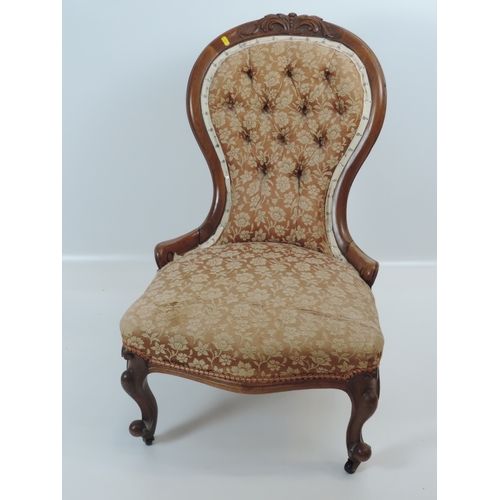 444 - Victorian Mahogany Spoon Back Ladies Chair