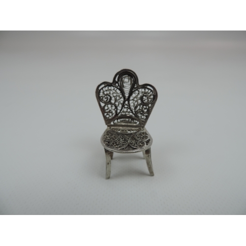 395 - Silver Miniatures: A Pair of French Silver Filigree Chairs, each Marked with the Minerva Head - Appr... 