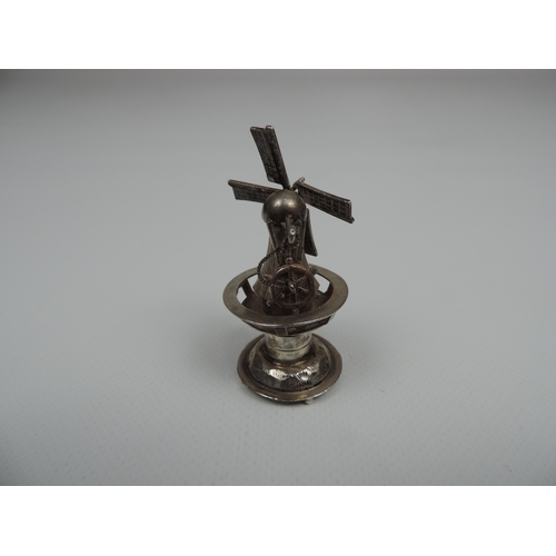 44 - Silver Miniature: A Miniature Silver Windmill with Moving Sails - most probably Dutch in origin - Ty... 