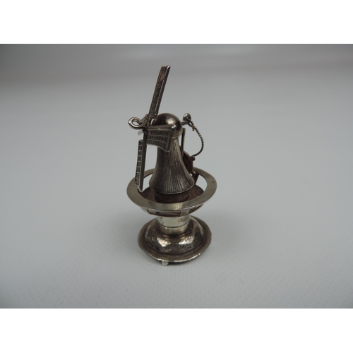 44 - Silver Miniature: A Miniature Silver Windmill with Moving Sails - most probably Dutch in origin - Ty... 