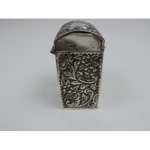 203 - A Late Victorian Silver Twin Pack Playing Card Box - Embossed with Foliage and Inscribed 'Xmas 1899'... 