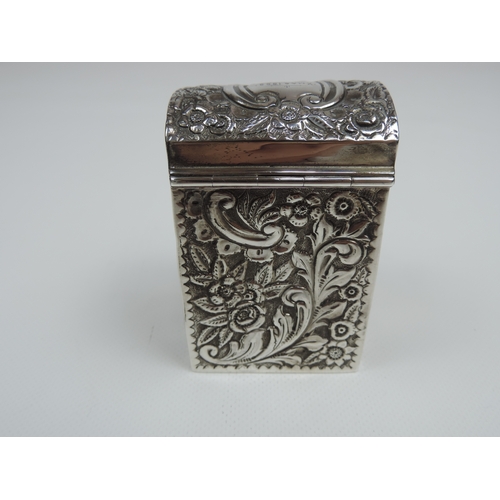 203 - A Late Victorian Silver Twin Pack Playing Card Box - Embossed with Foliage and Inscribed 'Xmas 1899'... 