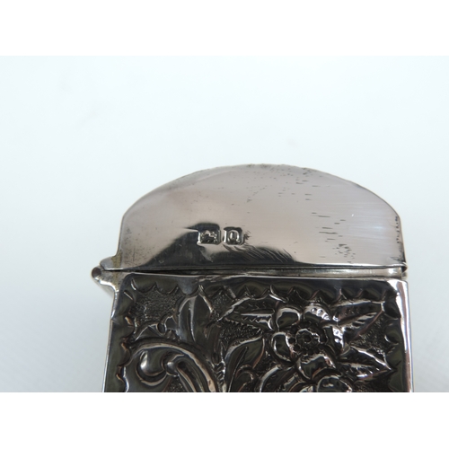 203 - A Late Victorian Silver Twin Pack Playing Card Box - Embossed with Foliage and Inscribed 'Xmas 1899'... 