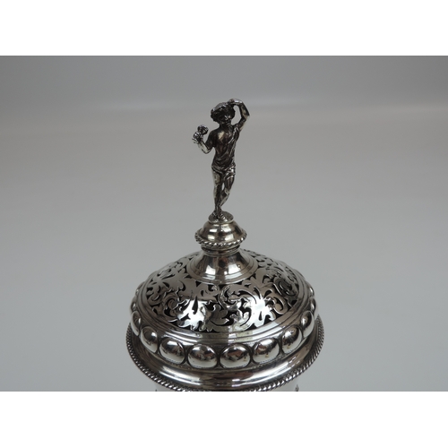 294 - A Superb Edwardian Arts & Crafts Sugar Caster Resembling a Covered Beaker with a Classical Figural F... 