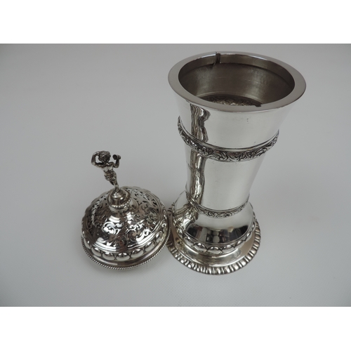 294 - A Superb Edwardian Arts & Crafts Sugar Caster Resembling a Covered Beaker with a Classical Figural F... 