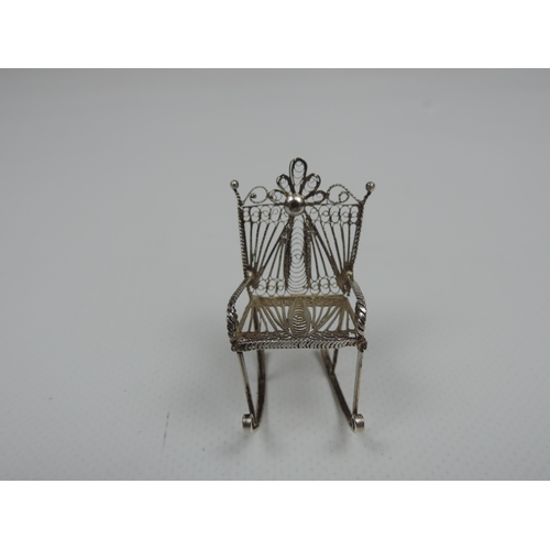 205 - Silver Miniatures: A Miniature Filigree Silver Four Piece Suite Consisting of 2x Armchairs, Sofa and... 