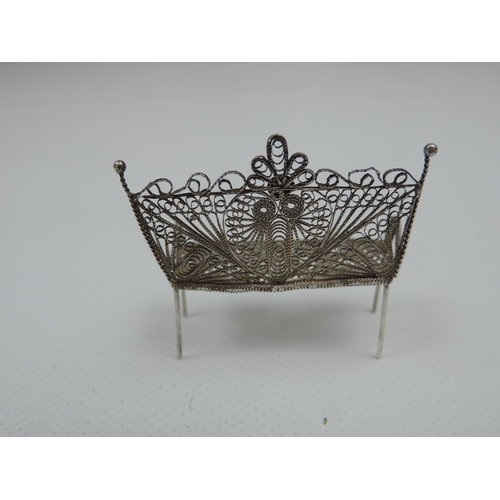 205 - Silver Miniatures: A Miniature Filigree Silver Four Piece Suite Consisting of 2x Armchairs, Sofa and... 