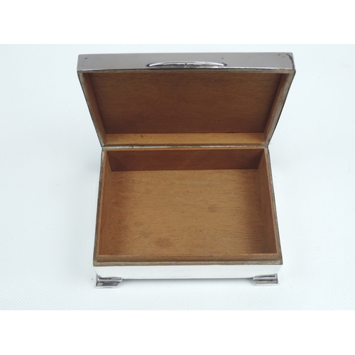 373 - A Silver Cigarette Box - Engine Turned Cover with Initialled Cartouche, Cedar Wood Lining on Four St... 