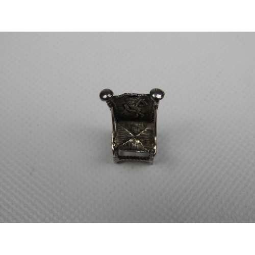 321 - Silver Miniature: A Dutch Silver Miniature of a Carver Chair the Backrest Embossed with a Musician -... 