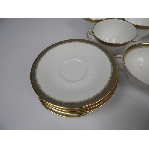 145 - Royal Doulton Clarendon H49663 Bone China Part Dinner Service - To include 6x Soup Cups and Saucers