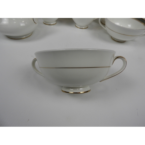 145 - Royal Doulton Clarendon H49663 Bone China Part Dinner Service - To include 6x Soup Cups and Saucers