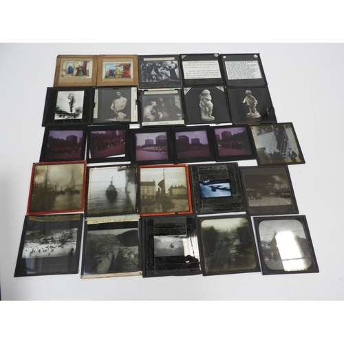 86 - A Selection of Magic Lantern Slides - To include Snow and Skiing, Boats and Engineering