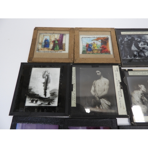 86 - A Selection of Magic Lantern Slides - To include Snow and Skiing, Boats and Engineering