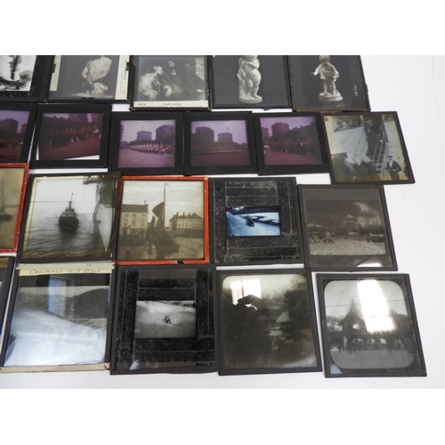 86 - A Selection of Magic Lantern Slides - To include Snow and Skiing, Boats and Engineering