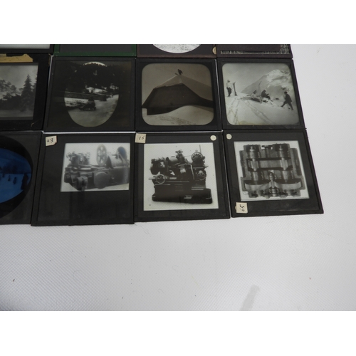 86 - A Selection of Magic Lantern Slides - To include Snow and Skiing, Boats and Engineering